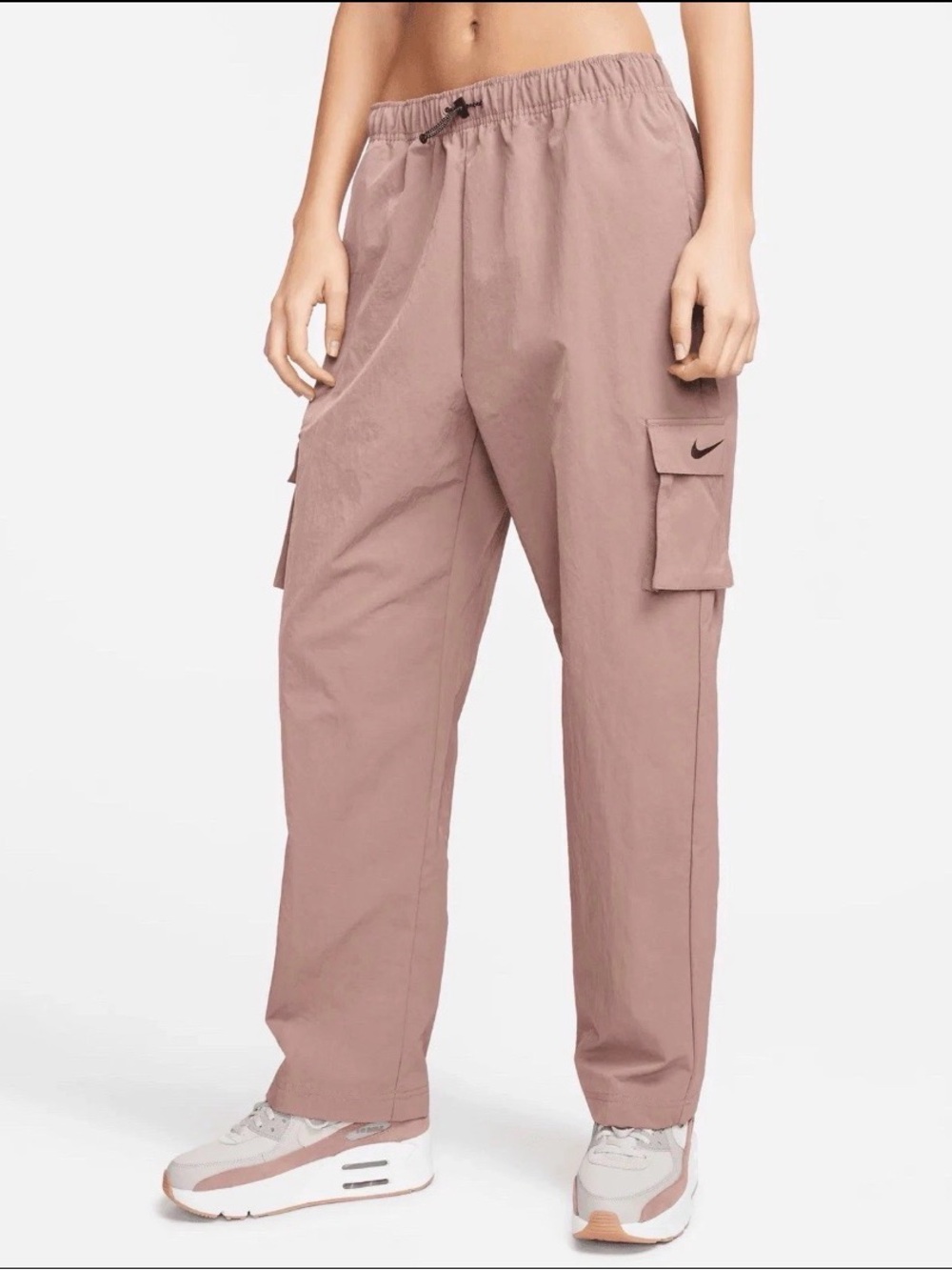 Nike Sportswear Women’s Essential Woven Oversized Cargo Pants Mauve Pink NEW
